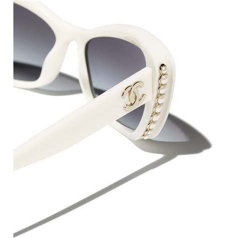 chanel white frame sunglasses|chanel sunglasses with white trim.